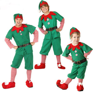 Costume de Noël de Père Noël et d'elfes, déguisement vert et rouge, <span class=keywords><strong>tenue</strong></span> de Noël pour garçons et filles pour le Nouvel An - Product Image 1