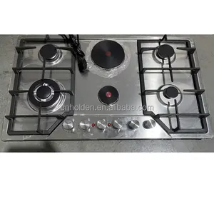 4+2 Stainless Steel Gas Burner Hotplate Electric Burner Double Use Built in Hob