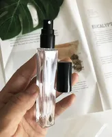 Flacon de parfum de luxe vide 10 ml en verre transparent fin et haut avec pulvérisateur à pompe en aluminium argenté, cylindre sérigraphié OEM/ODM