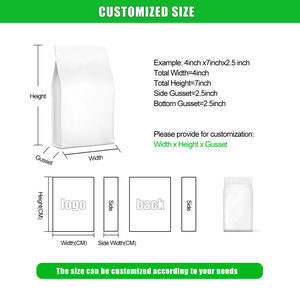 Sac d'emballage de café compostable biodégradable à fond en bloc de qualité alimentaire imprimé personnalisé Pochette d'emballage à fermeture éclair avec valve en plastique - Product Image 5