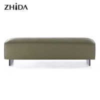 Banc de fin de lit moderne et luxueux, extensible, en similicuir PU, avec base métallique, pour appartement et hôtel, couleur verte