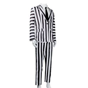 Costume de cosplay d'anime pour hommes, veste à rayures noires et blanches, chemise, pantalon, ensemble de costume d'Halloween, 4ourcostumes - Product Image 3