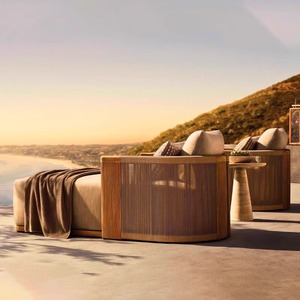 Sofá de Madera Maciza Tejida de Ratán para Exteriores de Estilo Nórdico, Muebles de Teca de Diseño Moderno y Cómodo para Jardín, Patio, Hotel y Casa de Huéspedes - Product Image 3