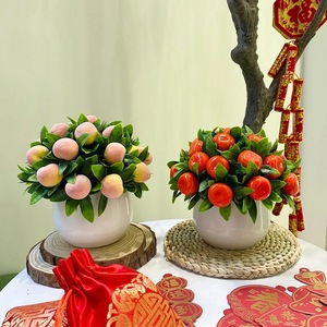 Plante artificielle Fuyu Collection Fortune Fruit 16cm en plastique, décoration intérieure et extérieure pour le Nouvel An chinois, décoration de maison - Product Image 2