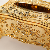 Boîte à mouchoirs de luxe de style européen dorée, support en PP, décoration de table, distributeur de serviettes personnalisé, décoration intérieure, vente en gros