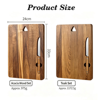 Acacia houten serveerplank voor buiten, voor steak, kaas, brood, pizza, fruit, babyvoeding, houten snijplank set met fruitmes