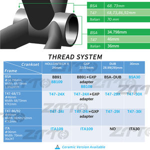 Boîtier de <span class=keywords><strong>pédalier</strong></span> de <span class=keywords><strong>vélo</strong></span> T47, <span class=keywords><strong>pédalier</strong></span> 24, DUB 29, roulement scellé 30 mm, <span class=keywords><strong>filetage</strong></span> 47, 68, 73 mm, axe à rainures 28,99 mm, VTT, <span class=keywords><strong>vélo</strong></span> de route - Product Image 6