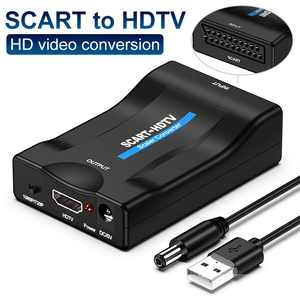ตัวแปลง <span class=keywords><strong>SCART</strong></span> เป็น HDTV 1080P/720P, อะแดปเตอร์วิดีโอ HD สำหรับเชื่อมต่อ <span class=keywords><strong>SCART</strong></span> อินพุตเข้ากับ HDTV เอาต์พุต พร้อมสายไฟ USB DC5V - Product Image 2