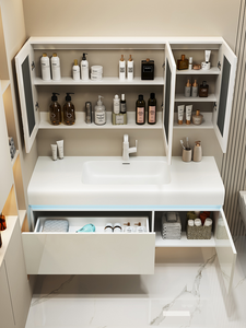 Armoire <span class=keywords><strong>de</strong></span> <span class=keywords><strong>salle</strong></span> <span class=keywords><strong>de</strong></span> <span class=keywords><strong>bain</strong></span> moderne avec capteur <span class=keywords><strong>de</strong></span> présence humaine, lumière ambiante, étanche, en <span class=keywords><strong>bois</strong></span> massif multicouche, avec miroir et éclairage - Product Image 3
