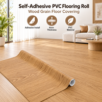Selbstklebende PVC-Bodenbelagsrolle 4mm Holzoptik Abzieh- und Aufkleb-Bodenbelag für Zuhause Büro Gewerbliche Innenräume