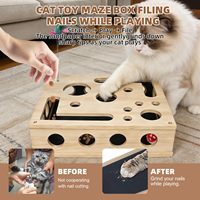 Mainan Kucing Interaktif Ramah Lingkungan, Kotak Pengasah Kuku Kucing, Puzzle Goresan Kucing dari Kayu dengan Amplas, Hadiah Natal dan Thanksgiving