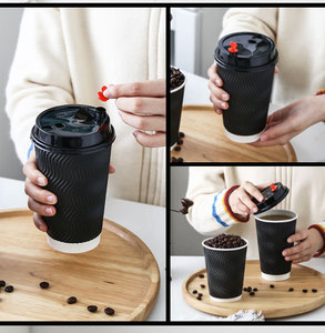 Vaso de papel de doble pared desechable para bebidas calientes, logotipo personalizado, se acepta vaso de papel de 8/12/16/20oz para tazas de café y bebidas calientes - Product Image 3