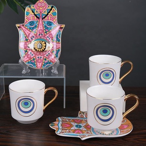 ชุดถ้วยกาแฟเซรามิกพร้อมจานรองลายพอร์ซเลนแบบอาหรับหรูหราพร้อมหูจับสีทอง  รับผลิตตามสั่งพร้อมโลโก้และขนาดที่กำหนดเองได้ - Product Image 4