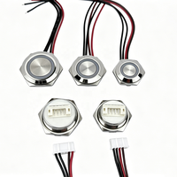 Interruptor de Botón Pulsador Metálico OEM de 19 mm, Ultracorto, con Micro Anillo LED, 3-6 V, Momentáneo, 1NO, Protección IP65, Carcasa Negra