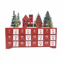Ornement de calendrier de l'avent de Noël en bois, décor de table lumineux à LED pour le compte à rebours des fêtes, décoration de bureau en forme de maison