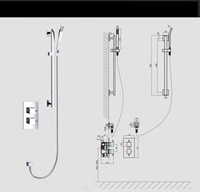 Ensemble de robinetterie de douche thermostatique de luxe moderne en laiton avec kit mitigeur et pommeau de douche pluie