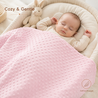 Couverture douce en polaire minky à double couche, personnalisée, vente en gros d'usine, couverture confortable en minky à pois pour nouveau-nés