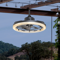 Ventilateur de plafond LED RVB extérieur de luxe avec haut-parleur Bluetooth, télécommande, montage encastré à profil bas pour cour et jardin