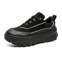 Chaussures de marche unisexes à semelle épaisse, design rétro, tige en cuir microfibre, maille respirante, semelle intermédiaire en caoutchouc, semelle extérieure rehaussante
