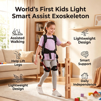 Système d'assistance exosquelettique inférieur pour enfants ayant une force des jambes insuffisante - Cadre en alliage léger et réglable pour un soutien quotidien