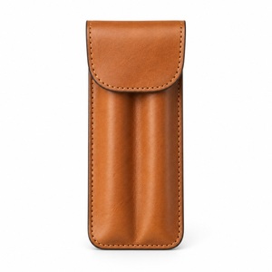 Étui à stylos en cuir fin pour deux ou trois stylos, personnalisable avec logo, cadeau d'entreprise, vente en gros - Product Image 1