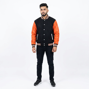 Chaqueta Bomber Varsity Unisex Modelo 2024 para Hombre, Estilo Letterman Champions, Cuerpo de Lana, Mangas de Cuero, Parches de Chenilla, Bordado - Product Image 1