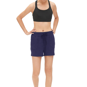 Pantalones cortos de yoga informales para mujer 2023, logotipo personalizado de talla grande impreso en la cintura de poliéster para gimnasio y ropa de entrenamiento para correr - Product Image 4