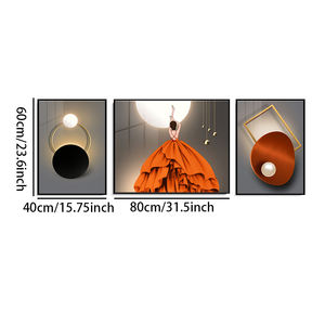 Lujo moderno hogar Decoración abstracto retrato femenino tríptico 3D cristal porcelana pintura para dormitorio Mural cristal pintura - Product Image 2