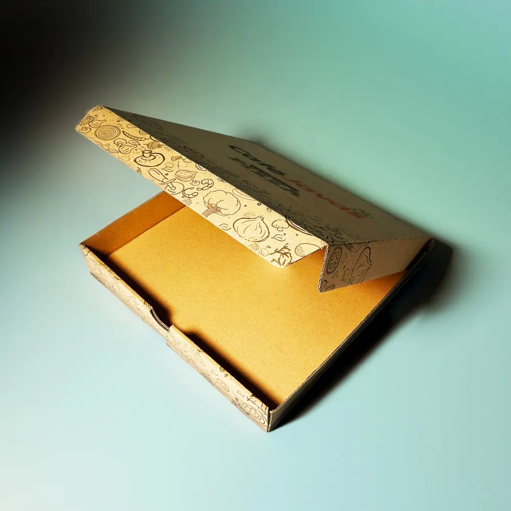 Venta al por mayor precio de embalaje de alimentos caja de pizza de 12 pulgadas 10 pulgadas de diseño personalizado caja de comida de papel corrugado caja de pizza marrón
