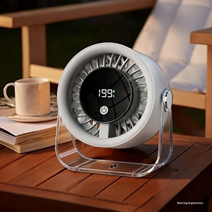 Desktop Standing <b>Desk</b> Fan Office Portable USB Rechargeable Wall Mount <b>Mini</b> 199 Speeds High Wind Force Digital Display Box - Product Image 5