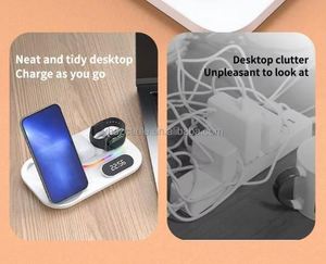 Station de charge sans fil haute vitesse 4-en-1 tendance avec horloge LED et socle pour iPhone, prise standard - Product Image 4