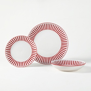 Hiện Đại Vòng Gốm Bộ Đồ Ăn Đơn Giản Dọc Mô Hình Thiết Kế Với Công Nghệ In Ấn Tùy Chỉnh Bán Buôn Bộ Đồ Ăn - Product Image 1