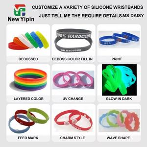 Profession eller Hersteller Anpassen Logo Silikon band Gummi armbänder Silikon Armband UV-Erkennung UV-Armband - Product Image 6