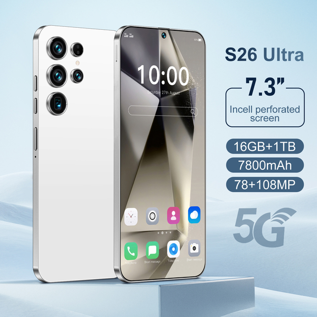 S26 Ultra Android Smartphone High Configuration 7.3 Inch 108mp Rear Camera 2k Hd Decacore 16+1tb Big Unlocked 5g Dual Spanish