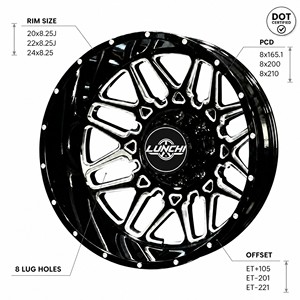 Rueda Doble 8x165.1 8x180 8x200 8x210 10x225 para F350, F450, Chevy, Sierra 3500, Rueda para Camioneta de 20, 22, <span class=keywords><strong>24</strong></span> Pulgadas - Product Image 4