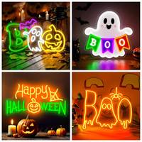 Lumières LED néon acryliques personnalisées pour Halloween avec logo Crâne, Chauve-souris, Citrouille en contour pour décoration de signalétique électronique, enseigne lumineuse LED néon