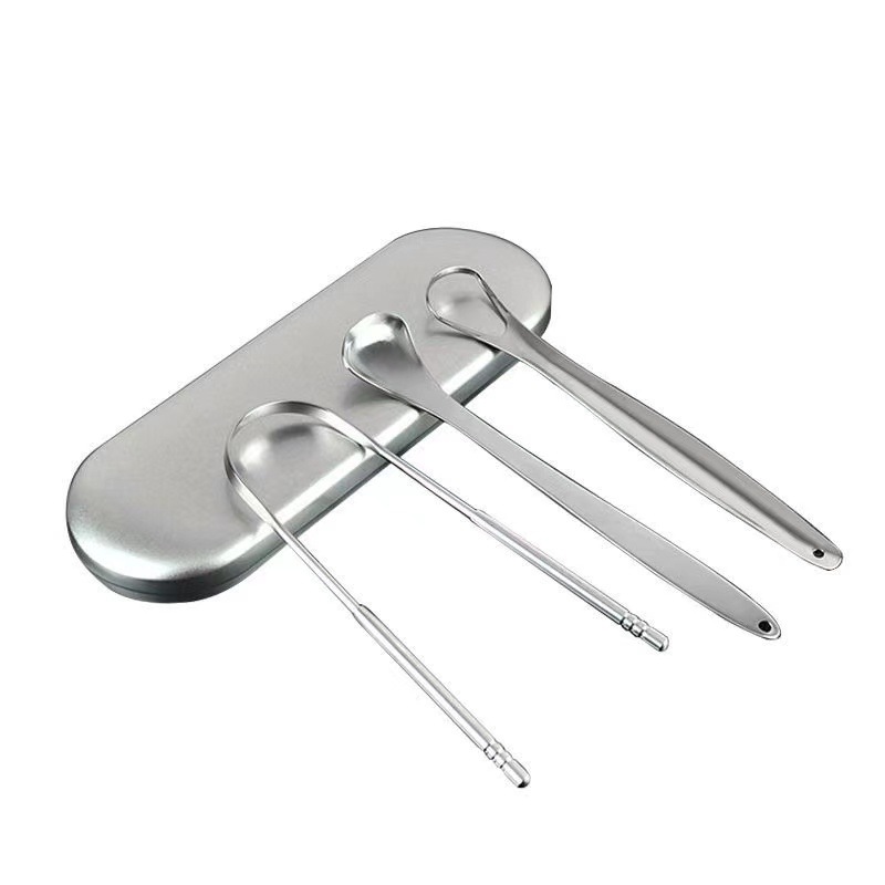 Custom Logo Stainless Steel Tongue Scraper Multi-Purpose Personalized Metal Oral Hygiene Product for Adults Tongue Cleaner
