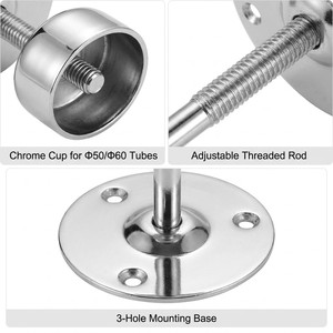 Base de <span class=keywords><strong>tube</strong></span> universelle ronde en fer chromé avec <span class=keywords><strong>bride</strong></span> pour support de <span class=keywords><strong>tube</strong></span> de 50 mm et 60 mm de diamètre - Product Image 5