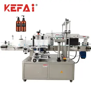 KEFAI Étiqueteuse automatique de bouteilles rondes double face pour shampoing cosmétique Étiqueteuse automatique d'autocollants pour bouteilles
