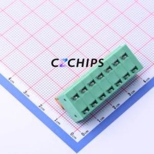 JL142R-50807GA1 Spring Terminal Block Bent Lead Through Hole,P=5.08mm Connector 1x7P 5.08mm Green Right Angle Insert - Product Image 2