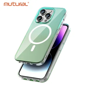 IPhone 15 캔디 클리어 시리즈 샤이닝 컬러 TPU 마그네틱 커버 iPhone 15 14 Pro Ma 용 충격 방지 네온 자외선 차단 전화 케이스