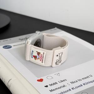 Bracelet en toile de nylon magnétique robuste pour Apple Watch iwatch11 Generation 987654Ultra/SE, motif <span class=keywords><strong>chiot</strong></span> teckel tendance - Product Image 4