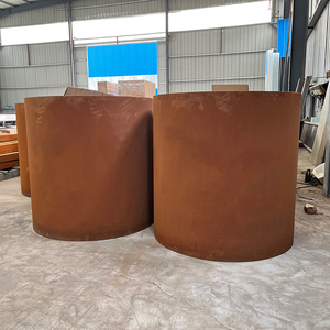 Jardinière ronde en acier corten, pot de fleur en acier résistant aux intempéries <span class=keywords><strong>avec</strong></span> texture rouillée naturelle. - Product Image 5