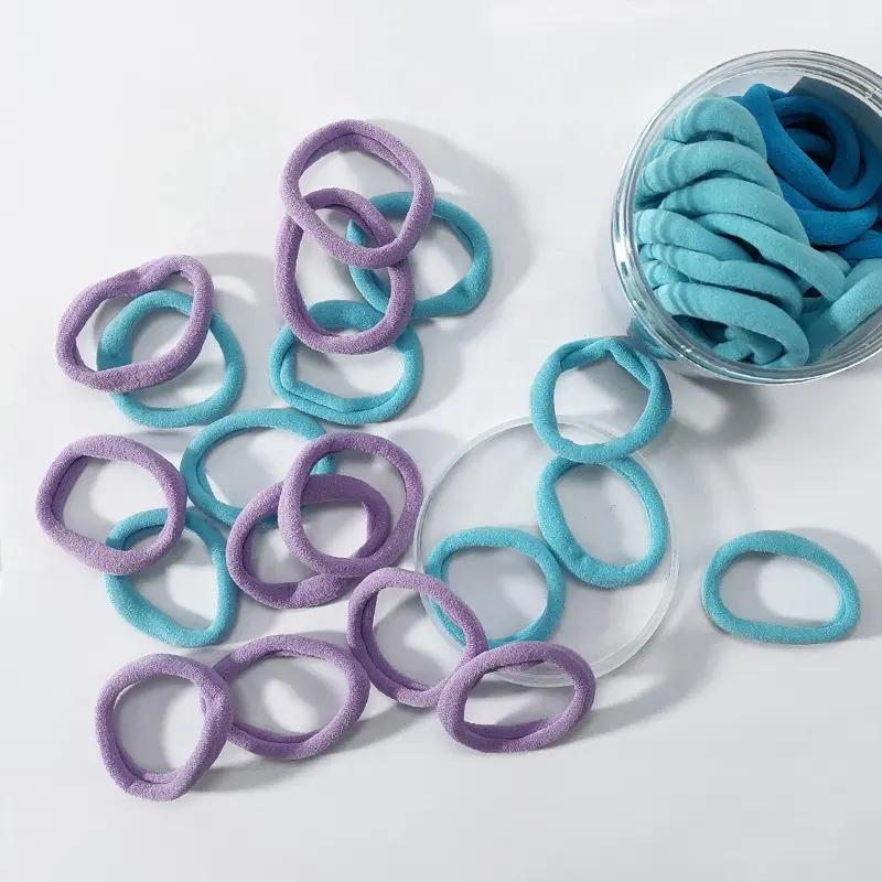 Gradient Color Seamless Hair Rope Solid Color Elastic Towel Hair Ring Candy Color Girls Basic Rubber Band 50 Packs