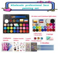 Kits de peinture faciale non toxiques pour enfants avec 26 couleurs à base d'eau, craie pour cheveux, maquillage à séchage rapide pour peaux sensibles