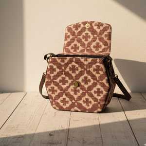 Bolso de Mano Boho Geométrico Hecho a Mano con Estampado de Bloques y Cierre de Cremallera, Ecológico, Vintage, para Mujer - Product Image 2
