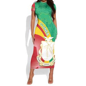 Vestido ajustado de manga corta personalizado del Día DE LA Independencia de Guinea Escudo DE ARMAS DE <span class=keywords><strong>Guinee</strong></span> - Product Image 1
