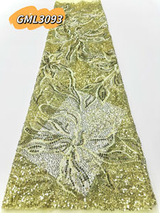 Tissu en dentelle filet perlée rouge haut de gamme 5 yards, perles en gros pour robe de mariée africaine rétro, <span class=keywords><strong>tenue</strong></span> de <span class=keywords><strong>mariage</strong></span> classique nigériane - Product Image 6