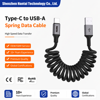 Câble USB-C tressé en PVC HANTAI, robuste, charge rapide 3A, type C à ressort pour ordinateur et accessoires de voiture