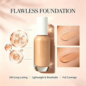 OEM Private Label Soft Matte Flawless Liquid <b>Foundation</b> High Pigment Full Coverage Makeup Base Custom Logo & Packaging Wholesale - Product Image 2
